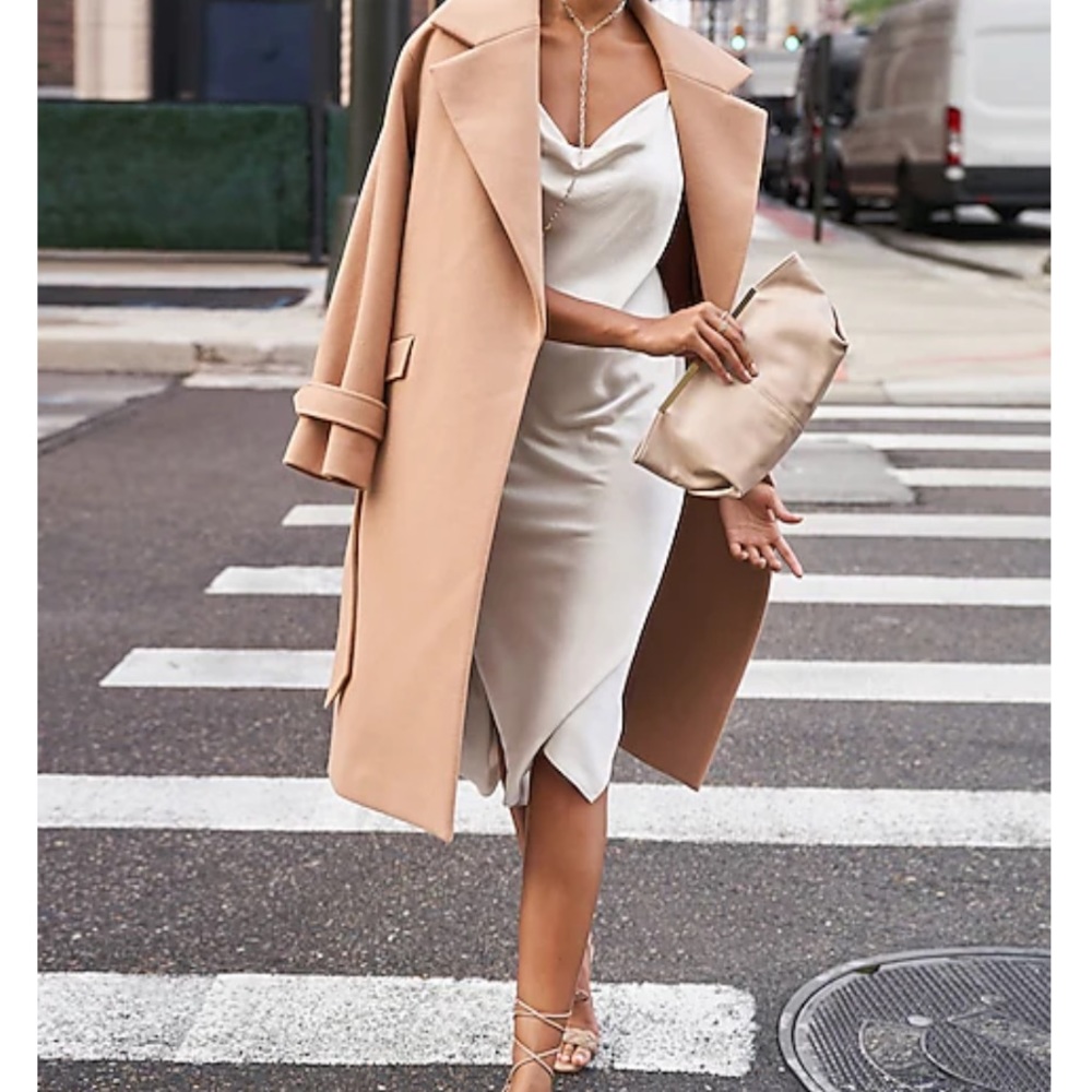 Express Satin Cowl Neck Midi Slip Dress